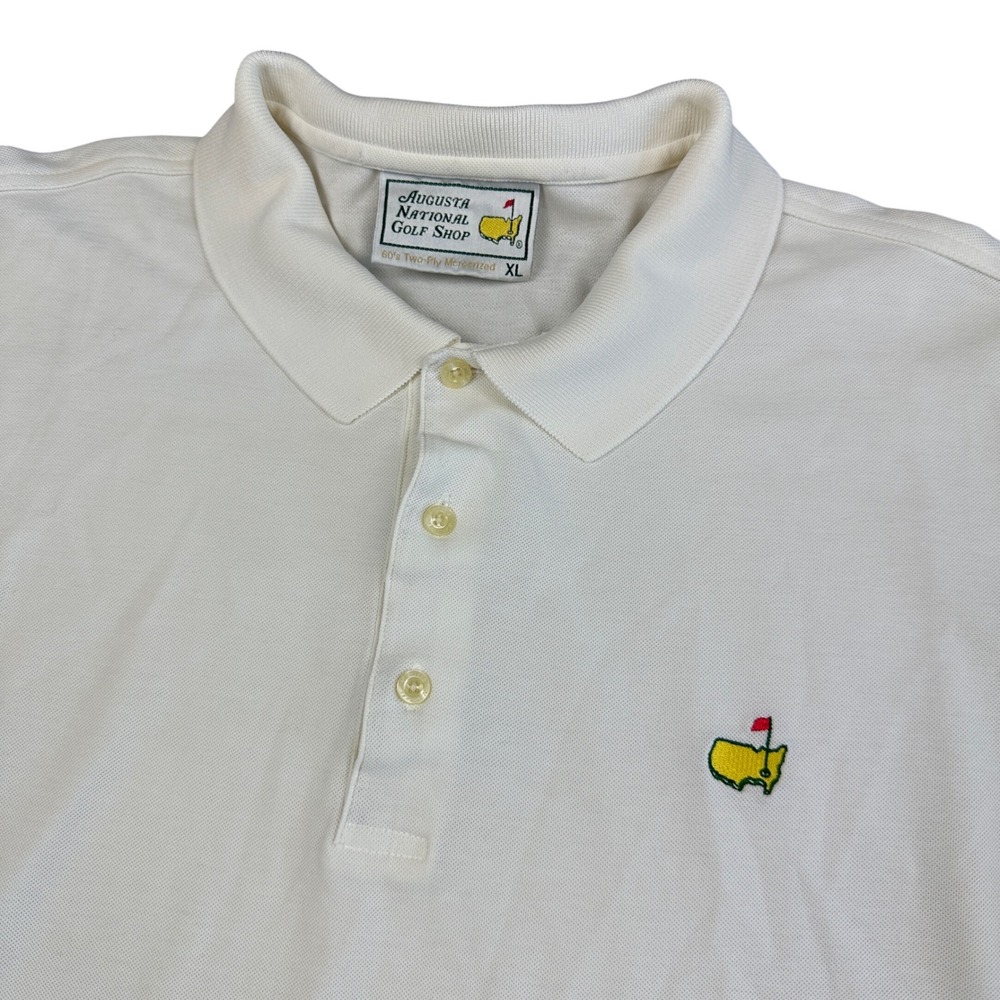 Augusta National Golf Shop Masters Polo Shirt White Mercerized Cotton Mens XL